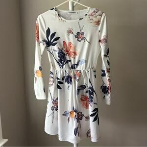 Angashion Floral Long Sleeve Dress Small